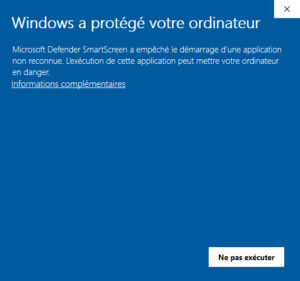 FAQ - Message de sécurité de Windows 10 et supérieur